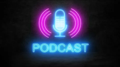Podcast logo neon light effect with green screen background Stock Footage 251617206