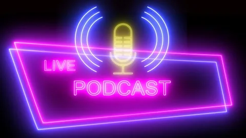 Podcast logo neon light effect Stock Footage 266997771