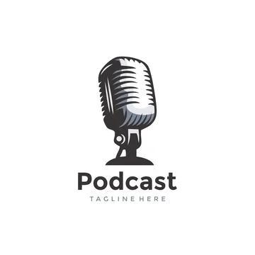 Podcast Logo Vector Design Template Stock Illustration