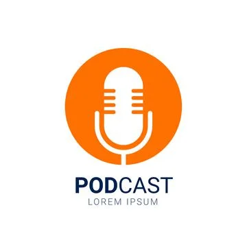 Podcast mic icon symbol logo microphone talk audio. Music radio tech podcast Stock Illustration