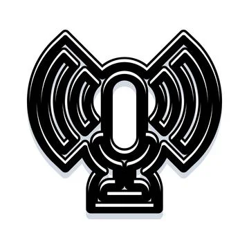 Podcast microphone broadcasting audio waves radio streaming Stock Illustration