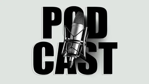 Podcast microphone design on a plain background for audio content creation Stock Photos