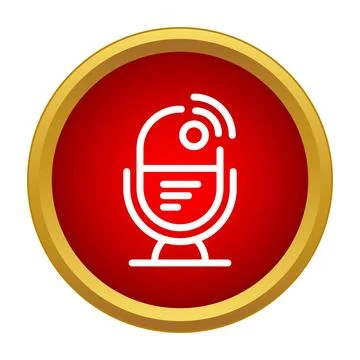 Podcast microphone icon broadcasting live audio recording Stock Illustration
