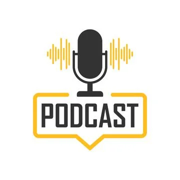 Podcast microphone icon in flat style. Audio interview vector illustration .. Stock Illustration
