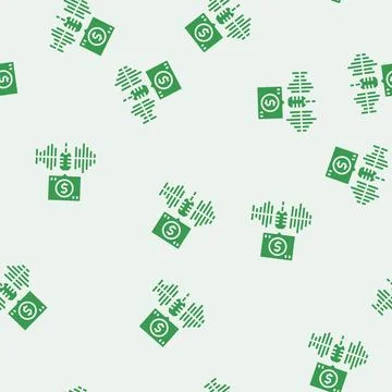 Podcast monetization glyph seamless pattern Stock Illustration