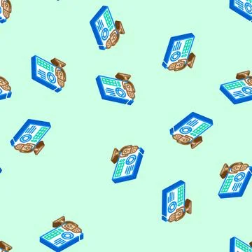 Podcast monetization isometric icon seamless pattern 스톡 일러스트
