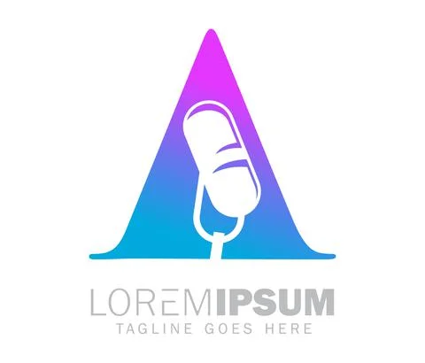Podcast Monogram Initial Letter A logo Sign Stock Illustration