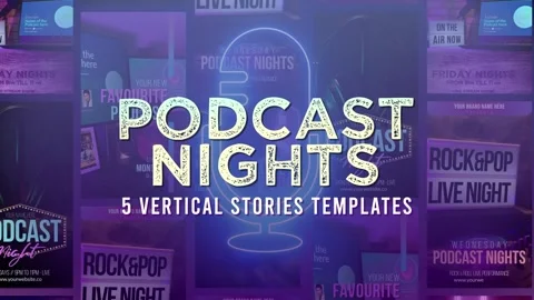 Podcast Nights Stories After Effects stock