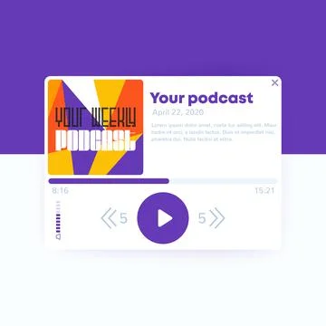 Podcast player, ui design, vector interface Stock Illustration