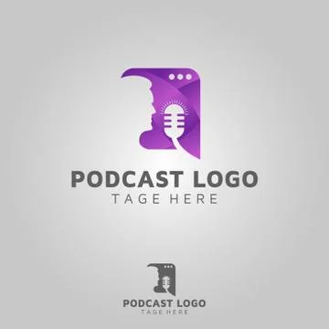 Podcast professional flat vector logo design. Stock Illustration