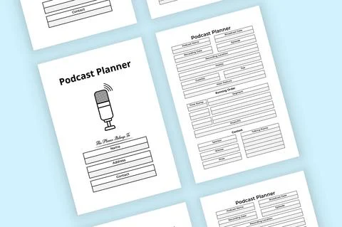 Podcast regular information tracker KDP interior. Podcast planner and running Stock Illustration