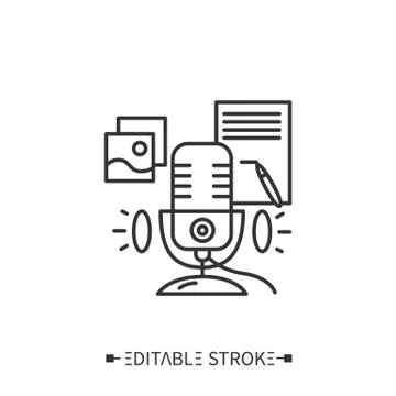 Podcast script line icon. Show plan Stock Illustration