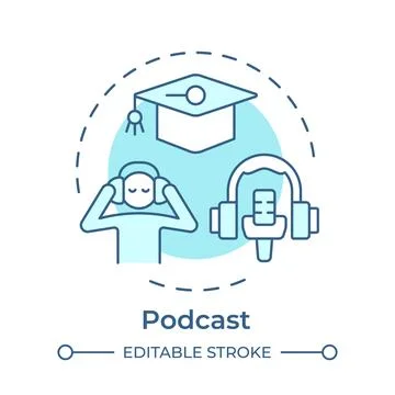 Podcast soft blue concept icon Stock Illustration