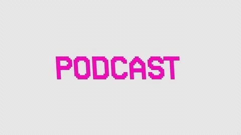 Podcast - Spinning Retro Pixel Style Title On Alpha Loop Stock Footage 309282929