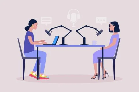 Podcast in studio Stock Illustration