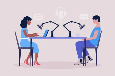 Podcast in studio Stock Illustration