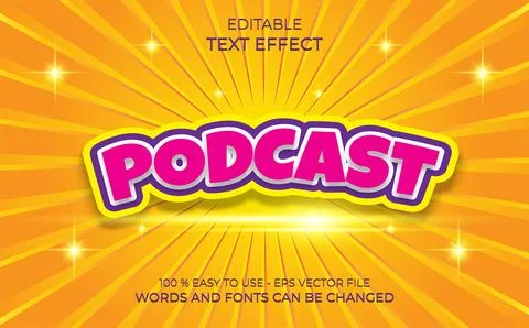 Podcast text effect colorful background Stock Illustration