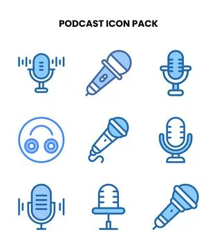 Podcast Two Colour Graphics Icons Pack Stock Illustration