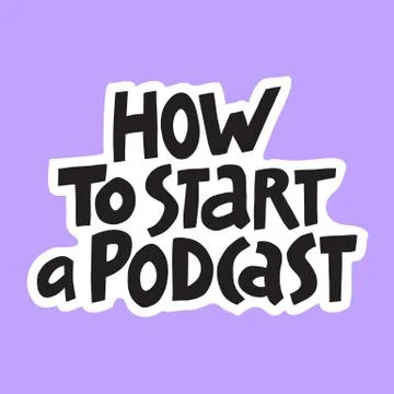 Podcast Vector Concept. Hand drawn lettering Stock Illustration