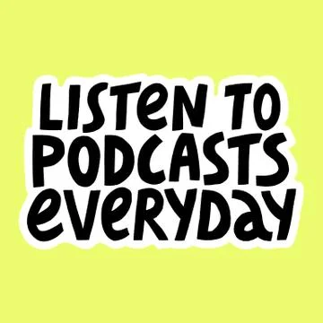 Podcast Vector Concept. Hand drawn lettering Illustrazione stock