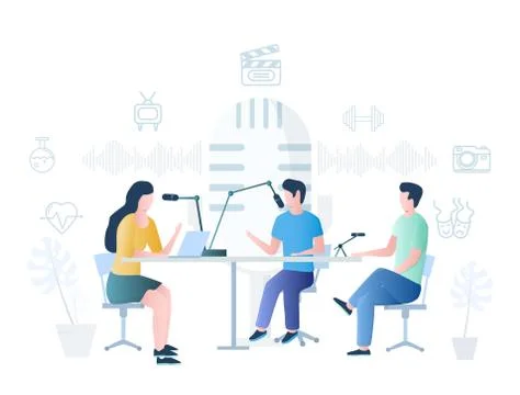 Podcast vector concept for web banner, website page Stock Illustration