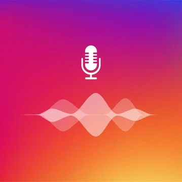 Podcast white colored on gradient background. Vector illustration. Illustrazione stock