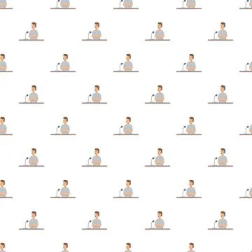 Podcaster man studio broadcasting seamless pattern background 스톡 일러스트