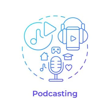 Podcasting blue gradient concept icon Stock Illustration