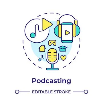 Podcasting multi color concept icon Stock Illustration