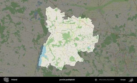 Poddebicki highlighted, Poland County. Topographic German Stock Illustration