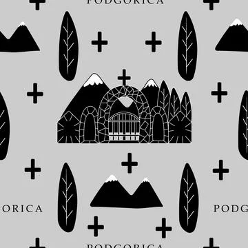 Podgorica city, seamless pattern Stock Illustration