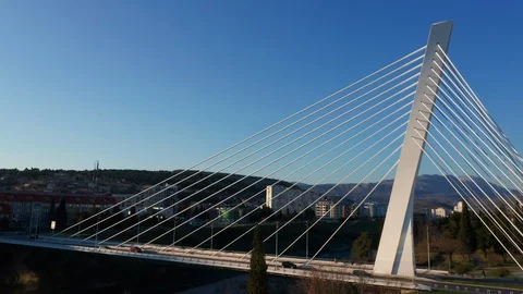 Podgorica Montenegro - cable stayed bridge Millennium Stock Footage 127631652