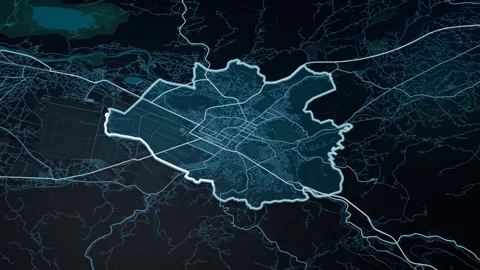 Podgorica Montenegro Glowing Digital Map Animation 4K Stock-Footage 338037086