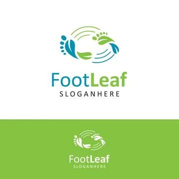 Podiatric Logo Leaf Design Vector Stock. foot print Logo Design Nature. foot car Stock Illustration