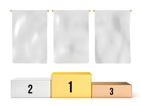 Podium with 3 Blank Flags Stock Illustration