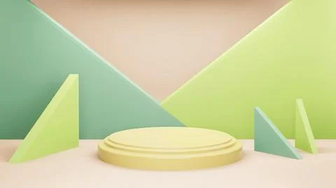 Podium 3d background minimal yellow green scene with geometric platform Stock Illustration