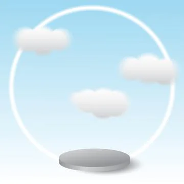 Podium 3d circle geometric shape blue gray white shadow background abstract c Stock Illustration