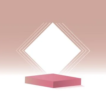 Podium 3d square geometric shape brown red gray orange shadow background abst Stock Illustration