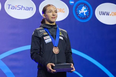   Podium 55kg WW - bronze Anastasia Blayvas (GER) *** Podium 55kg WW bronz... Stock Photos