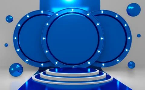The podium, Abstract blue podium show .3D rendering Stock Illustration