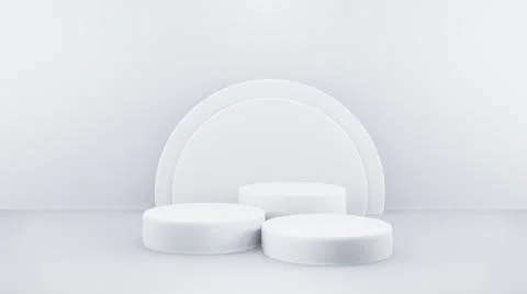 Podium in abstract white composition for product presentation, 3d render, 3d Stock Illustration