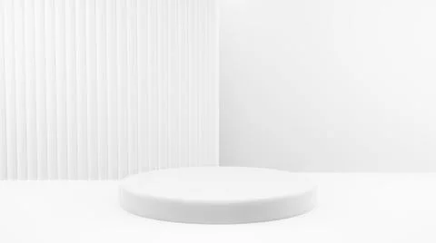 Podium in abstract white composition for product presentation, 3d render, 3d Stock Illustration