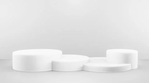 Podium in abstract white composition for product presentation, 3d render, 3d Stock Illustration