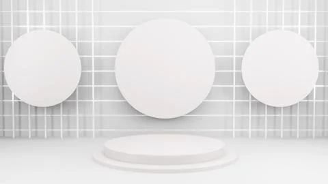 Podium in abstract white composition for product presentation, 3d render, 3d 스톡 일러스트