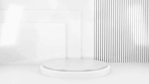 Podium in abstract white composition for product presentation, 3d render, 3d Stock Illustration