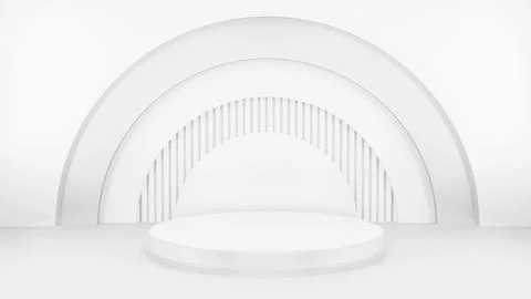 Podium in abstract white composition for product presentation, 3d render, 3d Stock Illustration