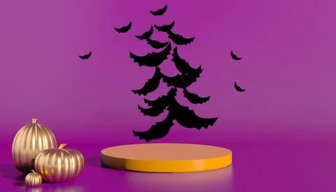 Podium and minimal abstract background for Halloween, 3d rendering geometri.. Stock Illustration