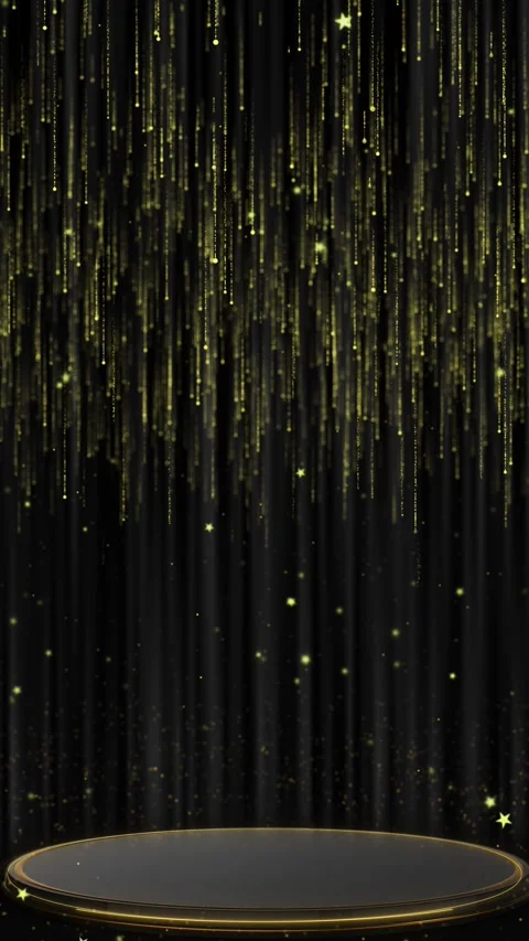 Podium background arch. blinking light gold bokeh, stage for product, 4k Stock Footage 333789367