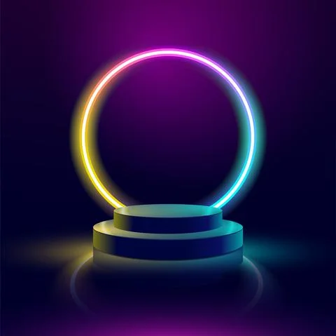 Podium background with neon light Stock Illustration