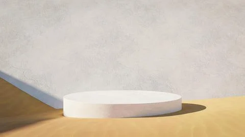 Podium on the background of a stone wall of sand Stock Photos